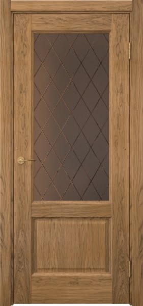 Межкомнатная дверь Vetus 1.2 шпон дуб шервуд, сатинат бронзовый с гравировкой