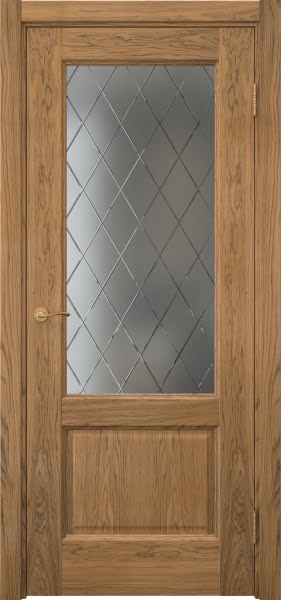 Межкомнатная дверь Vetus 1.2 шпон дуб шервуд, матовое стекло с гравировкой