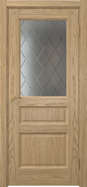 Межкомнатная дверь Vetus 1.3 натуральный шпон дуба, матовое стекло с гравировкой