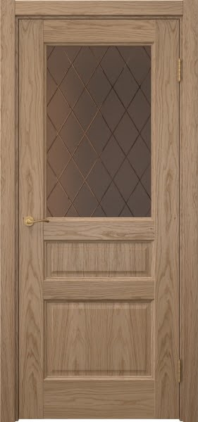Межкомнатная дверь Vetus 1.3 шпон дуб светлый, сатинат бронзовый с гравировкой