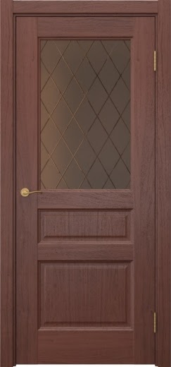 Межкомнатная дверь Vetus 1.3 шпон красное дерево, сатинат бронзовый с гравировкой