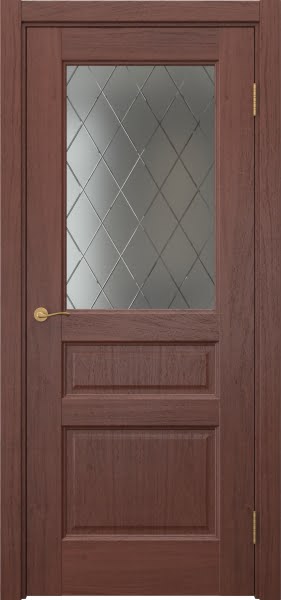 Межкомнатная дверь Vetus 1.3 шпон красное дерево, матовое стекло с гравировкой