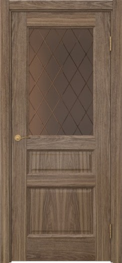 Межкомнатная дверь Vetus 1.3 шпон американский орех, сатинат бронзовый с гравировкой