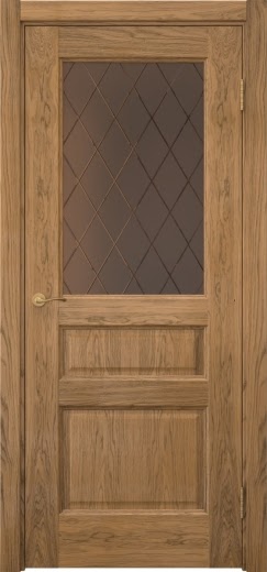 Межкомнатная дверь Vetus 1.3 шпон дуб шервуд, сатинат бронзовый с гравировкой