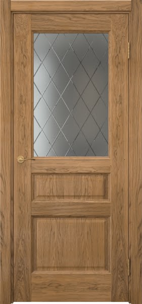 Межкомнатная дверь Vetus 1.3 шпон дуб шервуд, матовое стекло с гравировкой