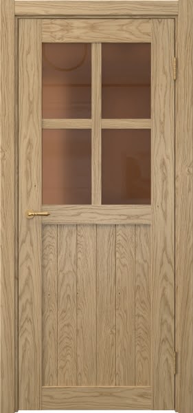 Межкомнатная дверь Vetus Loft 10.2 натуральный шпон дуба, матовое бронзовое стекло