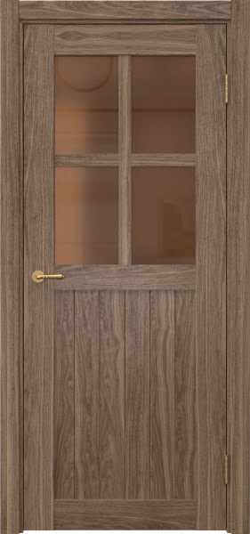 Межкомнатная дверь Vetus Loft 10.2 шпон американский орех, матовое бронзовое стекло