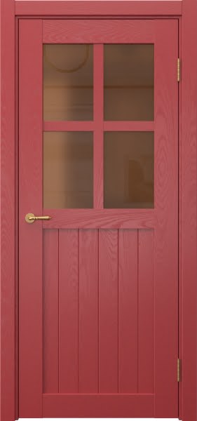 Межкомнатная дверь Vetus Loft 10.2 эмаль RAL 3001 по шпону ясеня, матовое бронзовое стекло