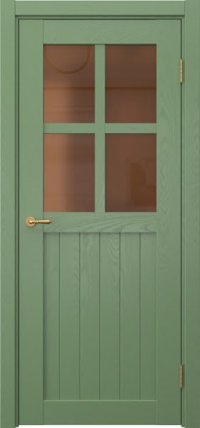 Межкомнатная дверь Vetus Loft 10.2 эмаль RAL 6011 по шпону ясеня, матовое бронзовое стекло