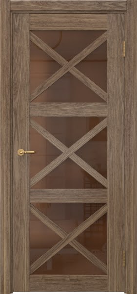 Межкомнатная дверь Vetus Loft 12.3 шпон американский орех, матовое стекло бронзовое
