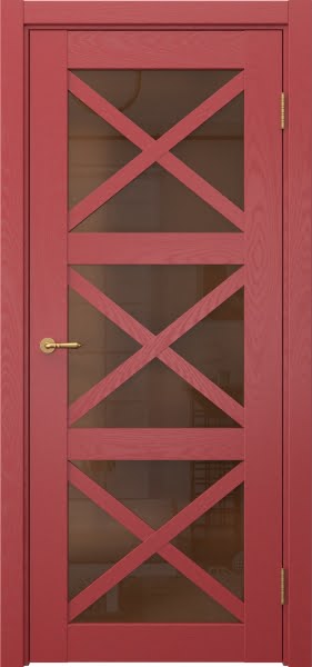 Межкомнатная дверь Vetus Loft 12.3 эмаль RAL 3001 по шпону ясеня, матовое стекло бронзовое
