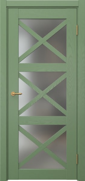 Межкомнатная дверь Vetus Loft 12.3 эмаль RAL 6011 по шпону ясеня, матовое стекло