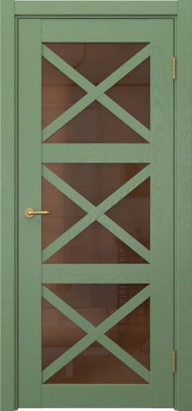 Межкомнатная дверь Vetus Loft 12.3 эмаль RAL 6011 по шпону ясеня, матовое стекло бронзовое