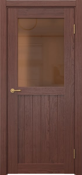 Межкомнатная дверь Vetus Loft 13.2 шпон красное дерево, матовое бронзовое стекло