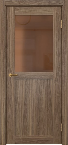 Межкомнатная дверь Vetus Loft 13.2 шпон американский орех, матовое бронзовое стекло