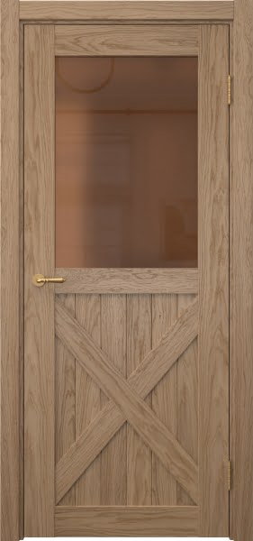 Межкомнатная дверь Vetus Loft 7.2 шпон дуб светлый, матовое бронзовое стекло