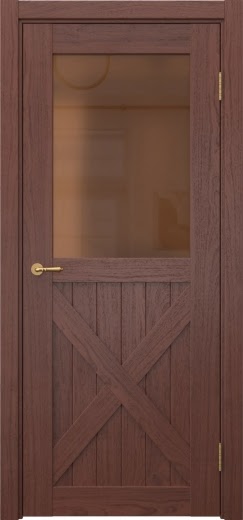 Межкомнатная дверь Vetus Loft 7.2 шпон красное дерево, матовое бронзовое стекло