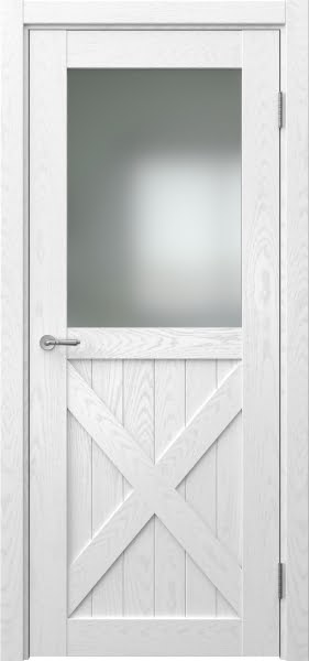 Межкомнатная дверь Vetus Loft 7.2 шпон ясень белый, матовое стекло