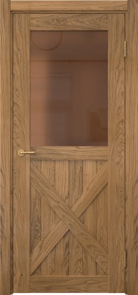 Межкомнатная дверь Vetus Loft 7.2 шпон дуб шервуд, матовое бронзовое стекло