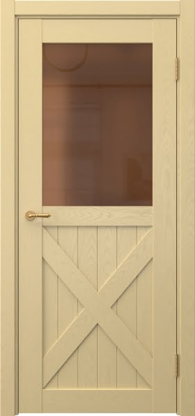 Межкомнатная дверь Vetus Loft 7.2 эмаль RAL 1001 по шпону ясеня, матовое бронзовое стекло