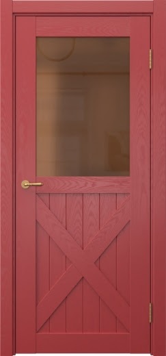 Межкомнатная дверь Vetus Loft 7.2 эмаль RAL 3001 по шпону ясеня, матовое бронзовое стекло