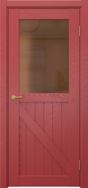 Межкомнатная дверь Vetus Loft 9.2 эмаль RAL 3001 по шпону ясеня, матовое бронзовое стекло