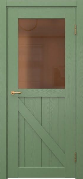 Межкомнатная дверь Vetus Loft 9.2 эмаль RAL 6011 по шпону ясеня, матовое бронзовое стекло