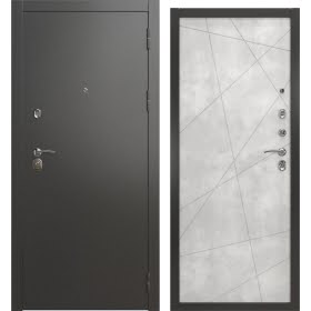 Утепленная входная дверь  А-00/127 люкс (муар черное серебро / бетон светлый)