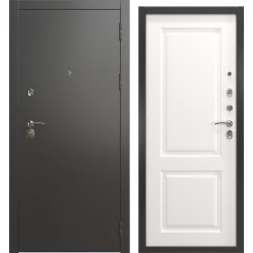 Входная дверь  А-00/32 люкс (муар черное серебро / шагрень белая)