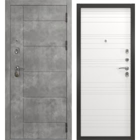 Входная дверь  А-130/39 люкс (бетон темный / шагрень белая)