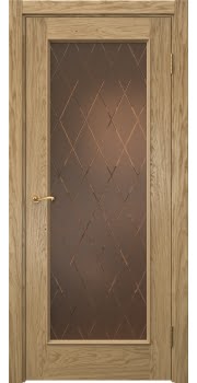 Межкомнатная дверь Actus 1.1L натуральный шпон дуба, матовое бронзовое стекло с гравировкой — 0769