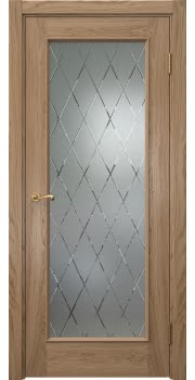 Межкомнатная дверь Actus 1.1L шпон дуб светлый, матовое стекло с гравировкой — 0771