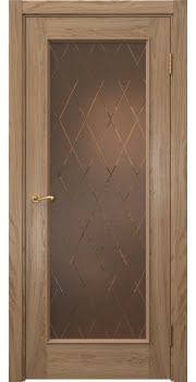 Межкомнатная дверь Actus 1.1L шпон дуб светлый, матовое бронзовое стекло с гравировкой — 0772