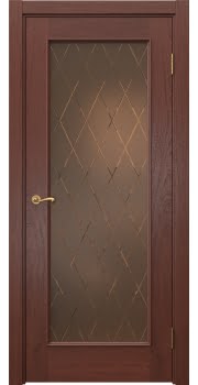 Межкомнатная дверь Actus 1.1L шпон красное дерево, матовое бронзовое стекло с гравировкой — 778