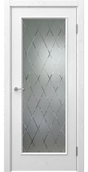 Межкомнатная дверь Actus 1.1L шпон ясень белый, матовое стекло с гравировкой — 0783
