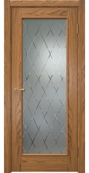 Межкомнатная дверь Actus 1.1L шпон дуб шервуд, матовое стекло с гравировкой — 0774