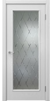 Межкомнатная дверь Actus 1.1L шпон ясень серый, матовое стекло с гравировкой — 0785