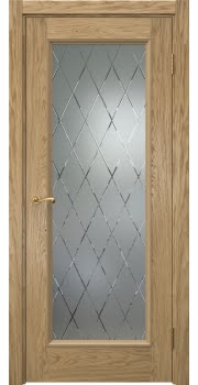 Межкомнатная дверь Actus 1.1P натуральный шпон дуба, матовое стекло с гравировкой — 0789