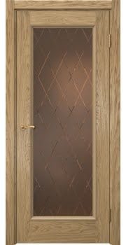 Межкомнатная дверь Actus 1.1P натуральный шпон дуба, матовое бронзовое стекло с гравировкой — 0790