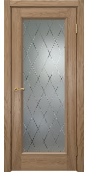 Межкомнатная дверь Actus 1.1P шпон дуб светлый, матовое стекло с гравировкой — 0792