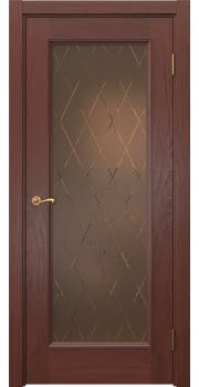 Межкомнатная дверь Actus 1.1P шпон красное дерево, матовое бронзовое стекло с гравировкой — 0799