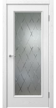 Межкомнатная дверь Actus 1.1P шпон ясень белый, матовое стекло с гравировкой — 0804
