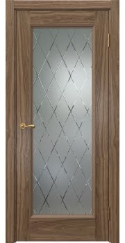 Межкомнатная дверь Actus 1.1P шпон американский орех, матовое стекло с гравировкой — 0801