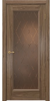 Межкомнатная дверь Actus 1.1P шпон американский орех, матовое бронзовое стекло с гравировкой — 0802