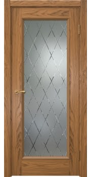 Межкомнатная дверь Actus 1.1P шпон дуб шервуд, матовое стекло с гравировкой — 0795