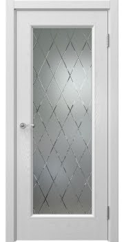 Межкомнатная дверь Actus 1.1P шпон ясень серый, матовое стекло с гравировкой — 0806