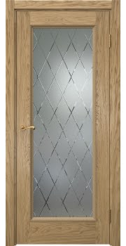 Межкомнатная дверь Actus 1.1PT натуральный шпон дуба, матовое стекло с гравировкой — 0810