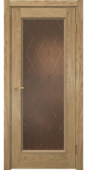 Межкомнатная дверь Actus 1.1PT натуральный шпон дуба, матовое бронзовое стекло с гравировкой — 811
