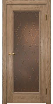 Межкомнатная дверь Actus 1.1PT шпон дуб светлый, матовое бронзовое стекло с гравировкой — 0814