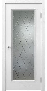 Межкомнатная дверь Actus 1.1PT шпон ясень белый, матовое стекло с гравировкой — 0825